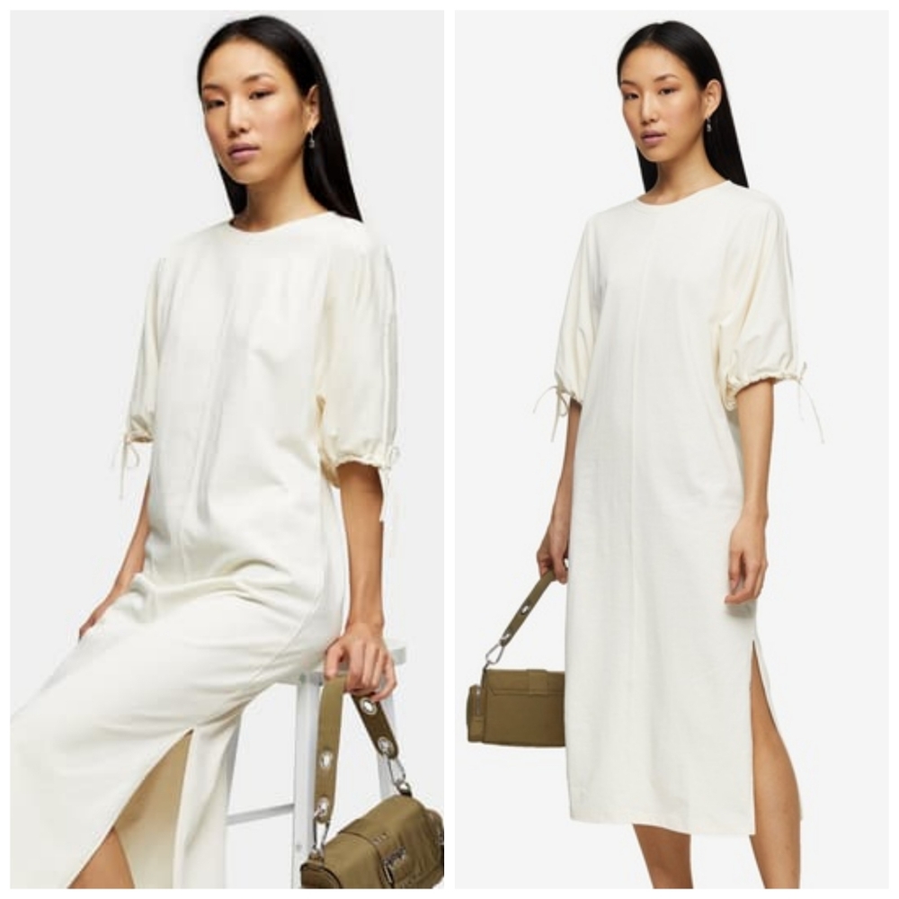 NWT: Topshop Puffed Sleeve Midi Sweatshirt Dress